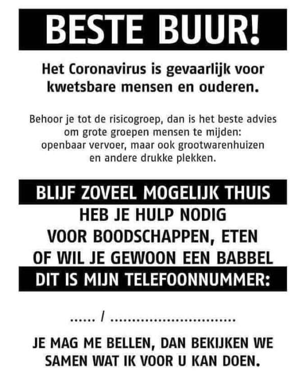 briefje voor ouderen in de bus